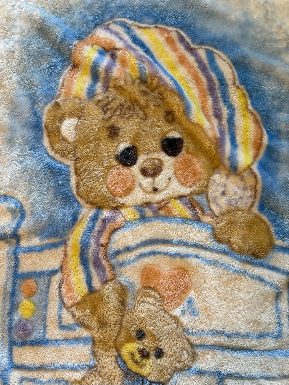 Vintage Iconic Teddy Bears Fleece Crib Blanket 1980’s Super Baby 52x38